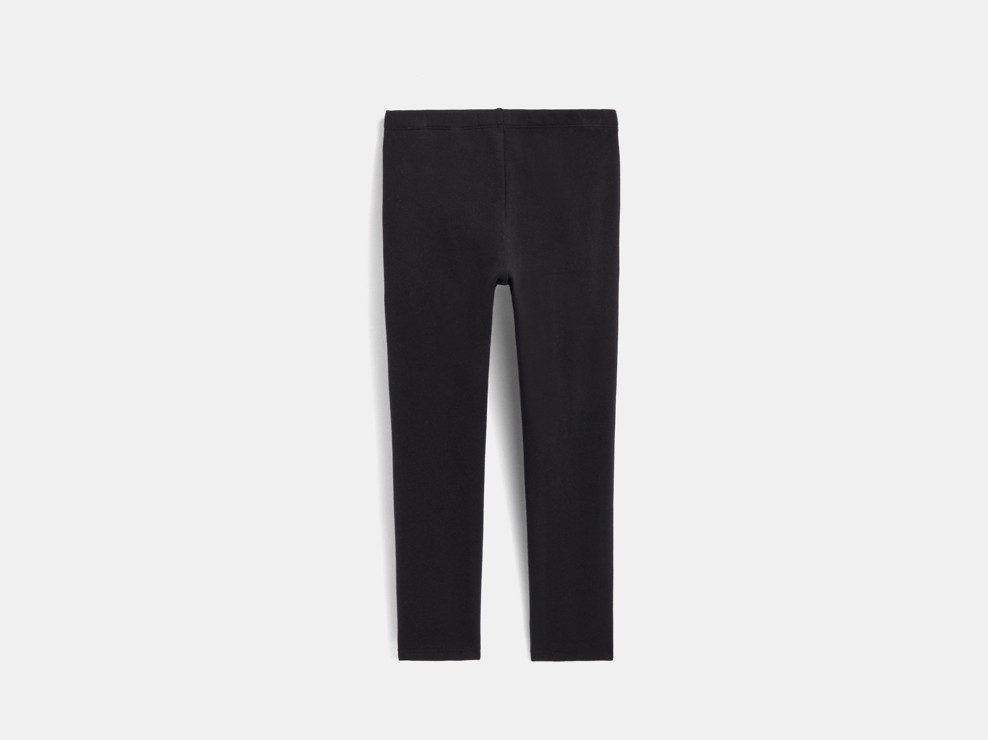 Unifarbene Leggings warm Schwarz Mädchen 2