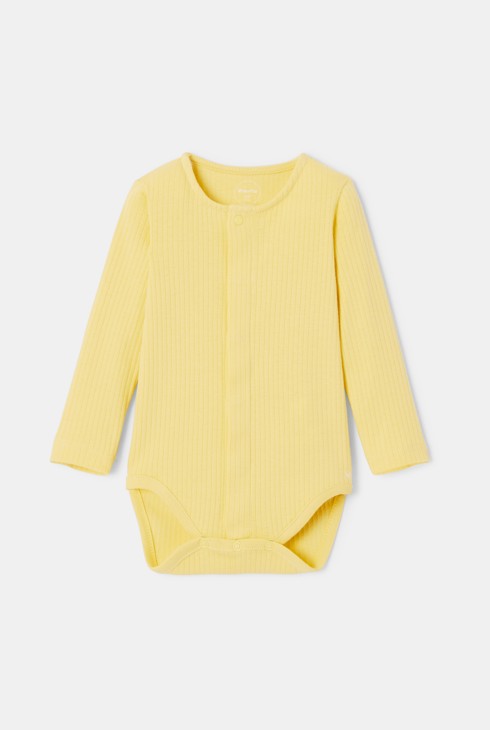 Body manches longues en coton bio jaune naissance Absorba 1
