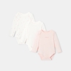 Lot de 3 bodies manches longues en coton bio rose mixte Absorba