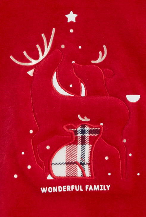 Žametna pižama jelenčki rdeča dojenček deklica 2