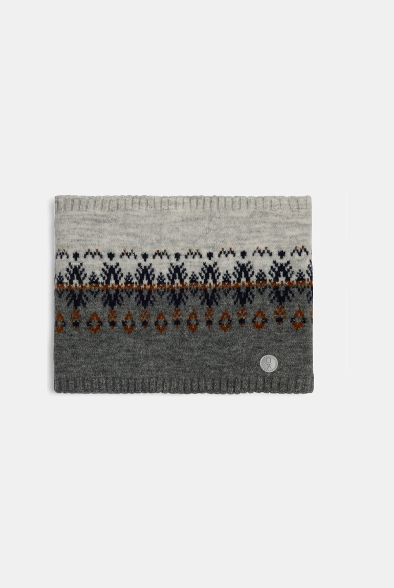 Snood en jacquard scandinave gris garçon 1