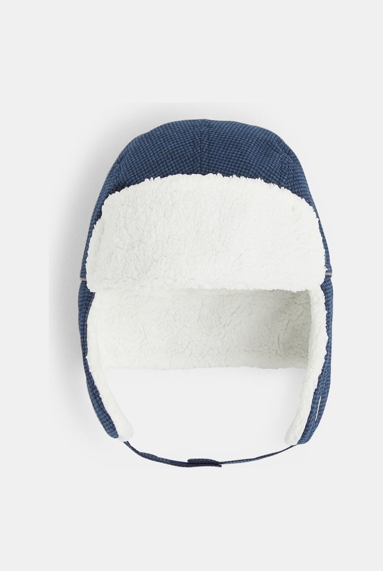 Chapka doublée en polaire sherpa bleu garçon 1