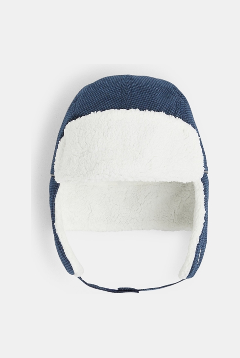 Chapka doublée en polaire sherpa bleu garçon 1