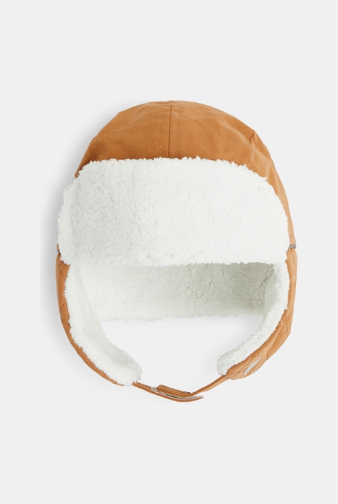 Chapka doublée en polaire sherpa marron garçon 1