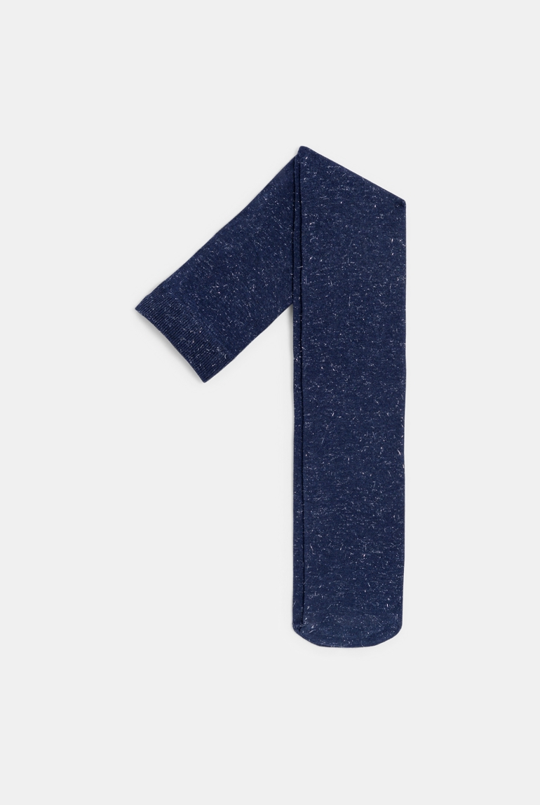 Collants chauds en tricot bleu fille 1