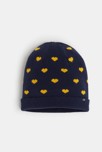 Bonnet petits coeurs bleu fille