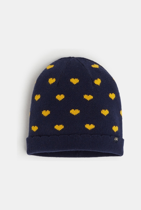 Bonnet petits coeurs bleu fille 1