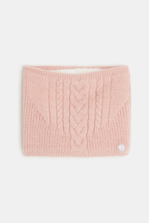 Snood mit Zopfmuster und Futter aus Fleece Rosa Mädchen 1