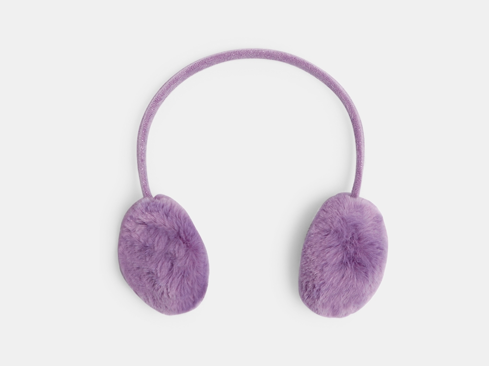 Paarse verstelbare oorwarmers van imitatiebont voor meisjes 1