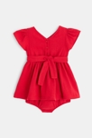 Wickelkleid aus Baumwollgaze und Bloomer Rot Baby Mädchen 3