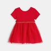 Robe de fête bi-matière et bloomer rouge bébé fille