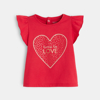 T-shirt cœur brillant rouge bébé fille