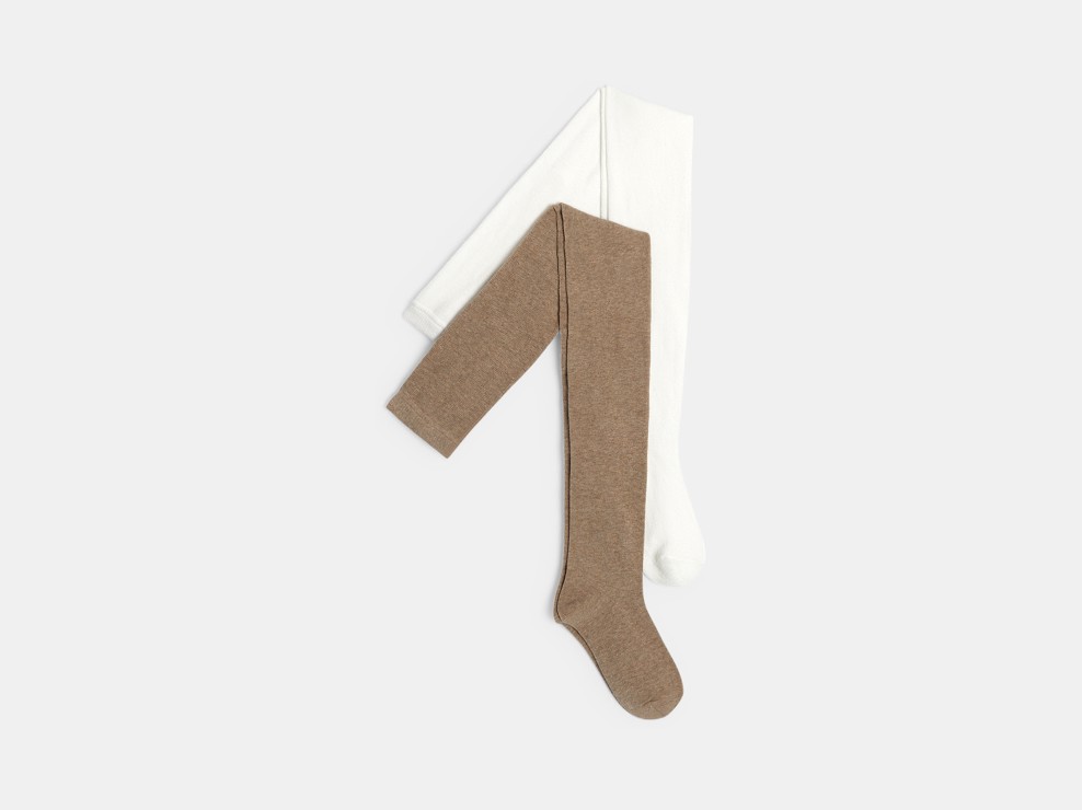 Leotardos cálidos y jaspeados (pack de 2) beige niña 1