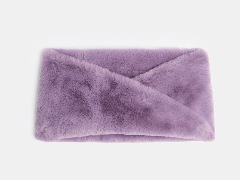 Snood twisté en fausse fourrure mauve violet fille 1