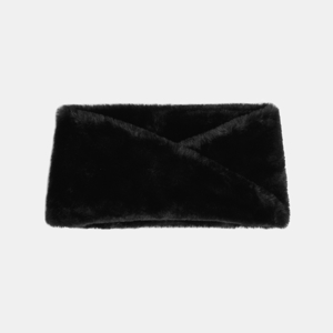 Girl's black faux fur cross-over snood 1