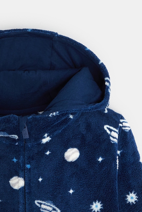 Kombinirana pižama s kapuco iz frotirja modra deček 2