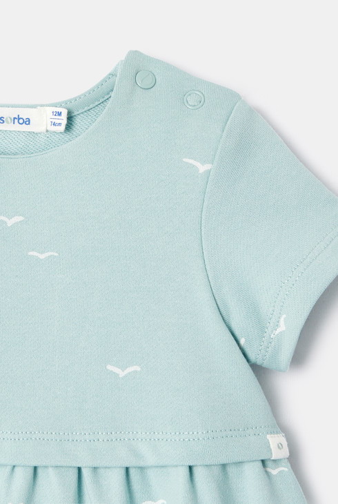 Robe à manches courtes en coton turquoise bébé fille Absorba 2