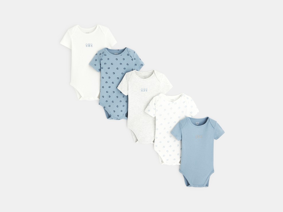 Body manches courtes col US (lot de 5) bleu naissance 1