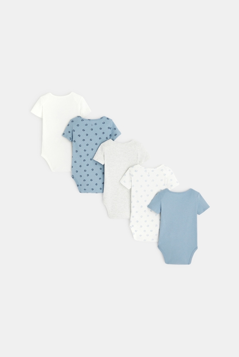 Bodys mit kurzen Ärmeln und amerikanischem Kragen (5er-Pack) Blau Geburt 2