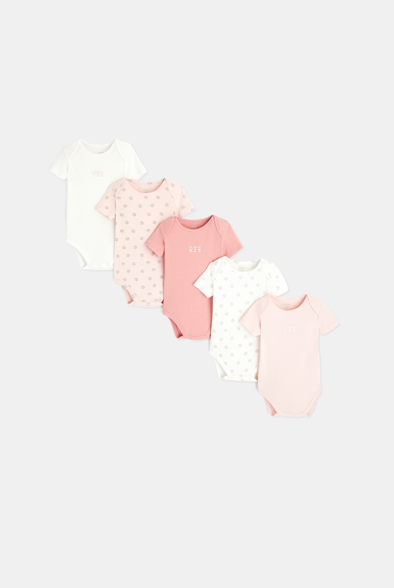 Body met korte mouwe US-kraag (set van 5) roze geboorte 1