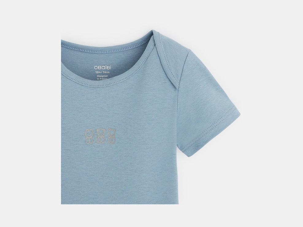 Body manches courtes col US (lot de 5) bleu naissance 2