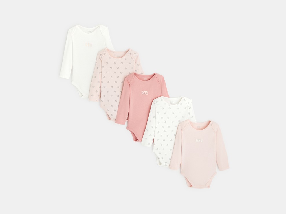 Body manches longues col US (lot de 5) rose naissance 1
