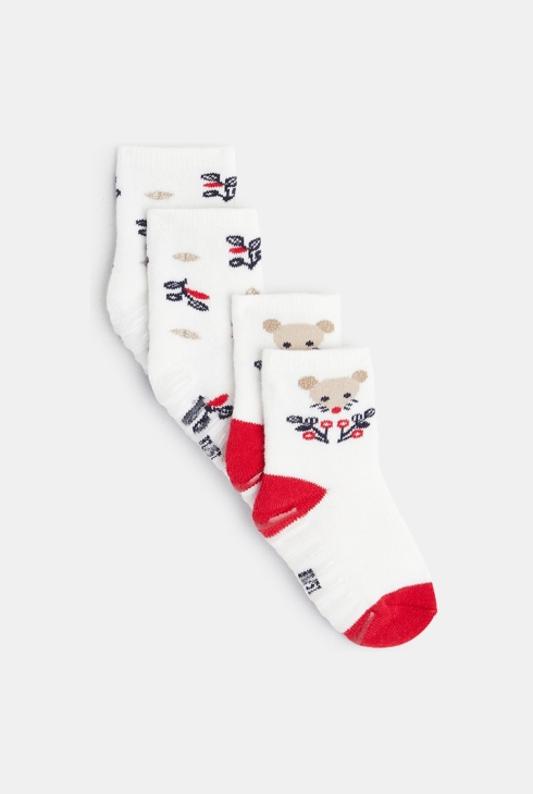 Warme Anti-Rutsch-Socken mit Mausmotiv Weiß Baby Mädchen 1