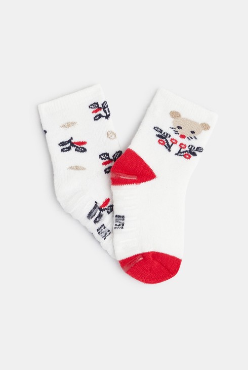 Warme Anti-Rutsch-Socken mit Mausmotiv Weiß Baby Mädchen 2