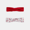 Headband velours et tissu (lot de 2) rouge bébé fille