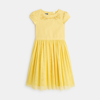 Robe brodée en tulle pailleté jaune fille