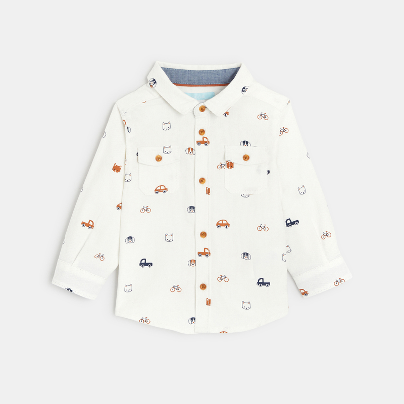OBAIBI - Chemise velours chiens et véhicules blanche bébé garçon - Garcon -