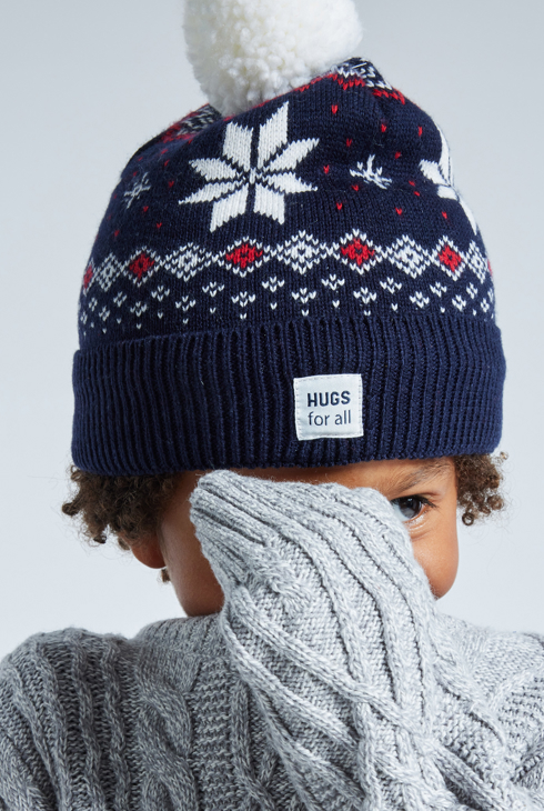 Ensemble bonnet + snood + moufles bleue garçon 1