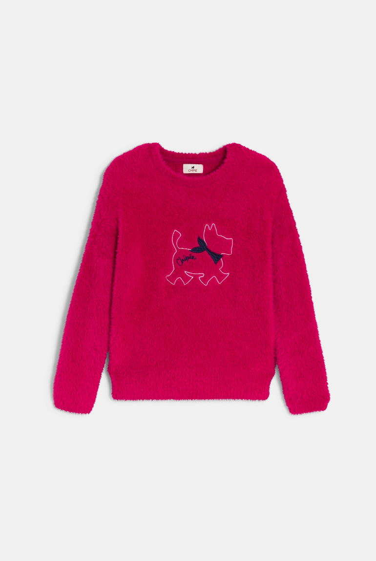 Jersey suave con cuello redondo rojo cereza para niña Chipie 1