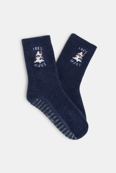 Rutschfeste einfarbige Socken Blau Jungen 2