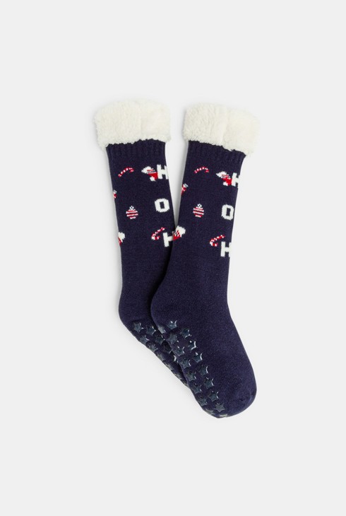 Chaussettes montantes antidérapantes bleues garçon 2