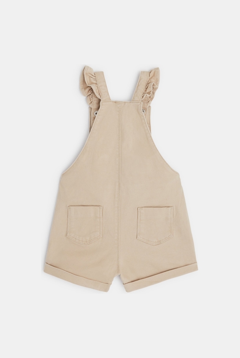 Salopette courte bretelles volantées beige bébé fille 2