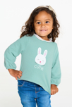 Sweat molleton rayé pomme brodée vert bébé fille 1
