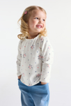 T-shirt maille côte plate fleuri mauve bébé fille 4