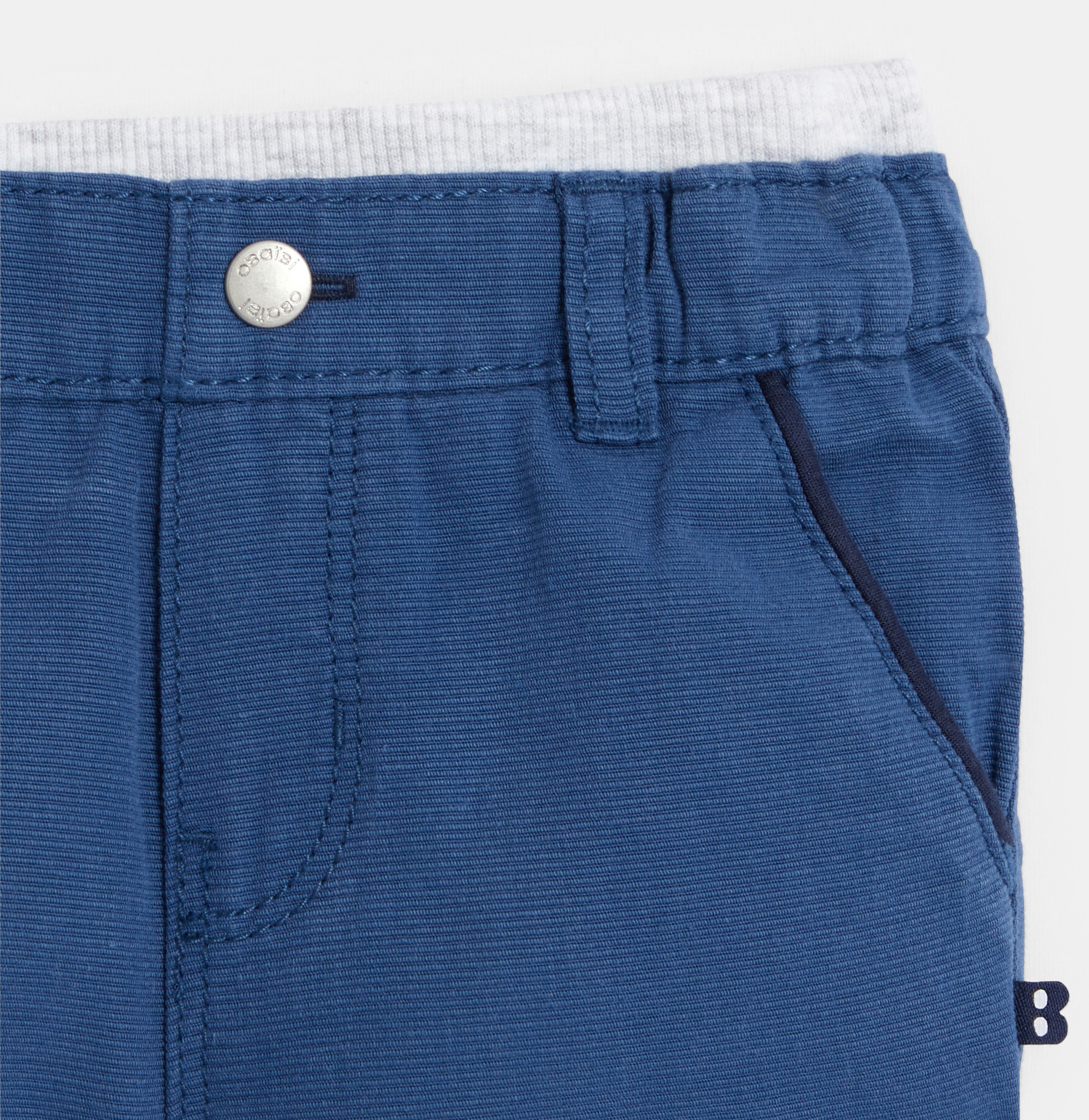 Pantalon coton fantaisie micro rayures bleu bébé garçon