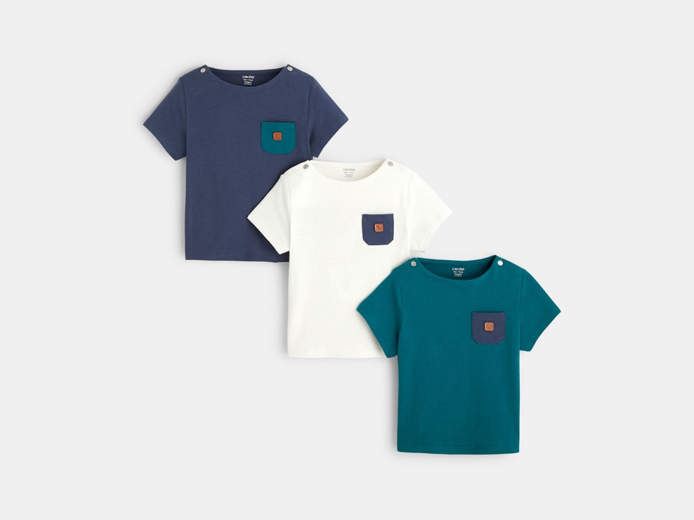 Jersey-T-Shirt mit Brusttasche (3er-Pack) Grün Baby Jungen 1