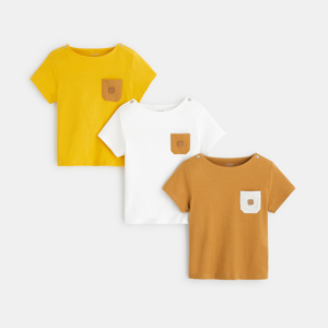 T-shirt jersey poche poitrine (lot de 3) jaune bébé garçon 1