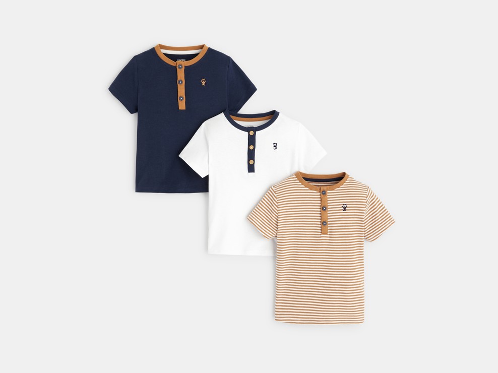 T-shirt polo a maniche corte (set di 3 pezzi) marrone bimbo 1