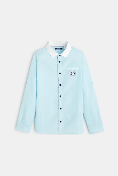 Zweifarbiges Hemd aus Popeline Blau Jungen 1