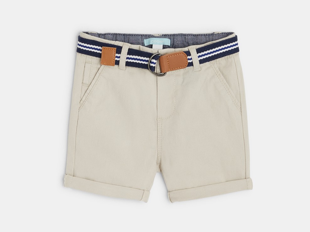 Shorts mit Umschlag aus modischer Baumwolle Beige Baby Jungen 1