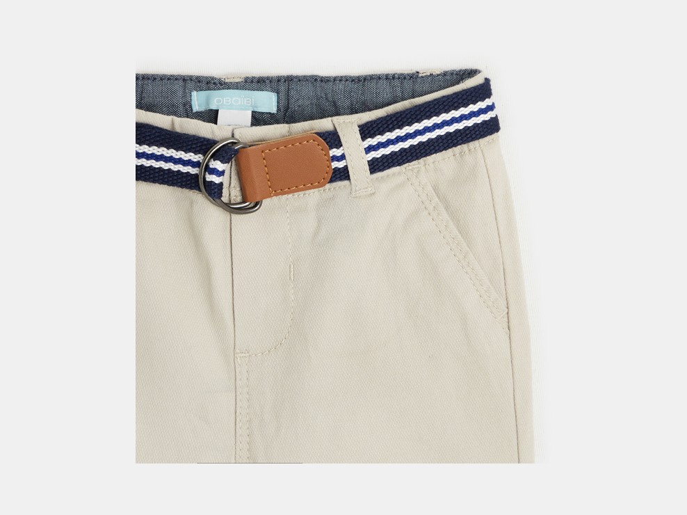 Shorts mit Umschlag aus modischer Baumwolle Beige Baby Jungen 2