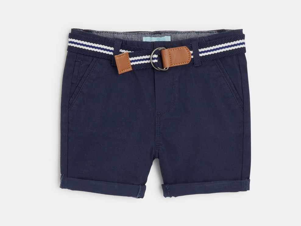 Short à revers coton fantaisie bleu bébé garçon 1
