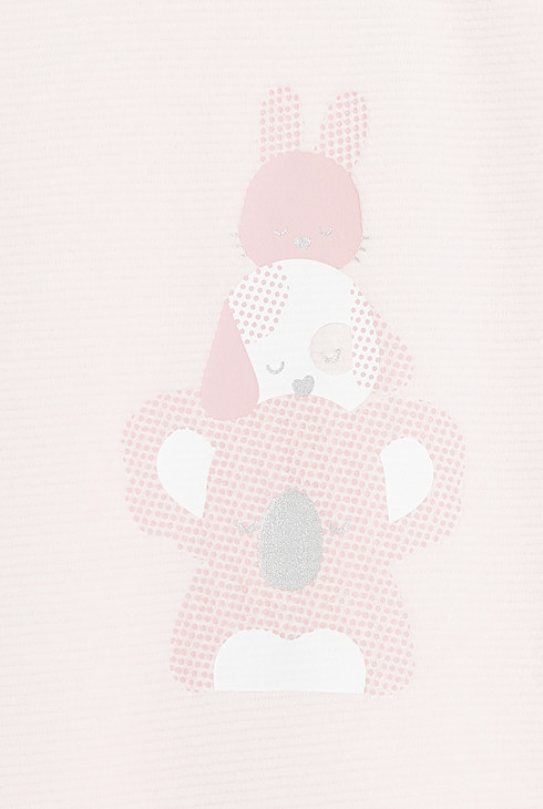 Dors-bien velours animaux petit col rose naissance 2