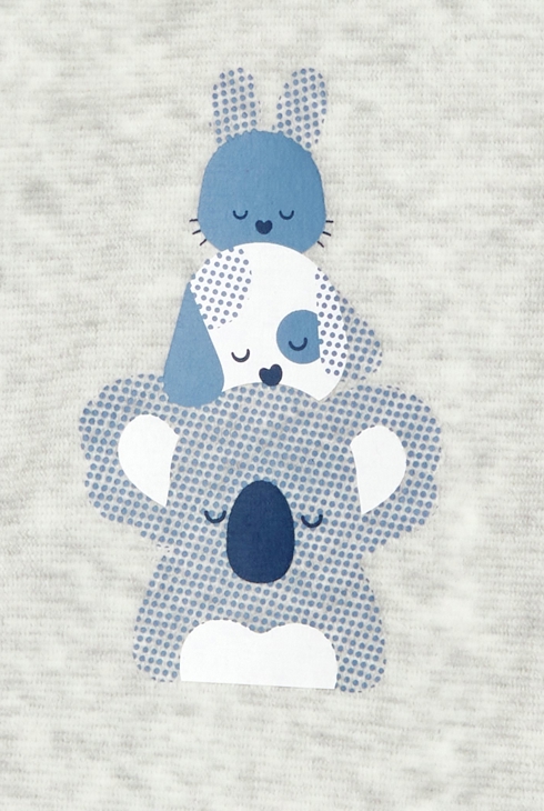 Strampler aus Samt mit Tieren Grau Geburt 2