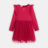 Robe bi-matière tulle et coton rouge fille Lili Gaufrette