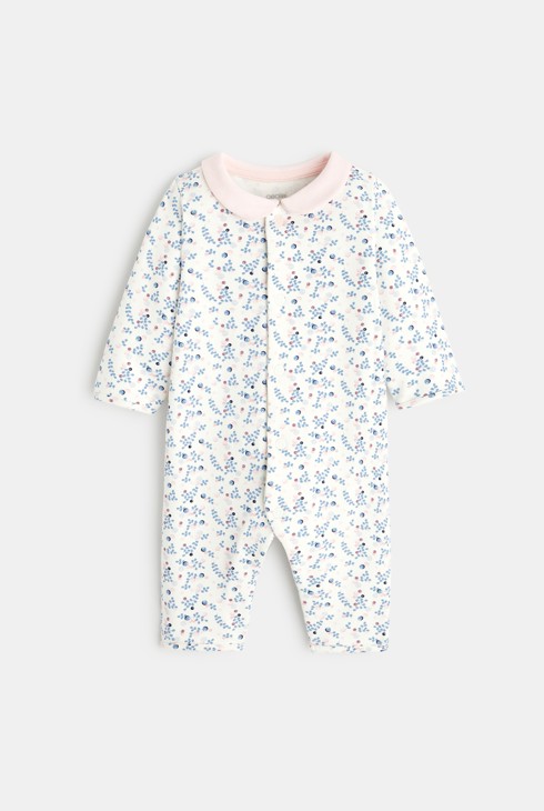 Kombinezon s cvetličnim potiskom bela rojstvo 2